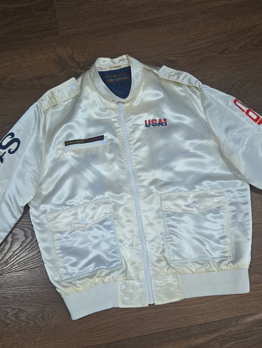 VINTAGE STYLE AUTO COMPETITION SATIN STINGRAY CORVETTE JACKET.. #8096
